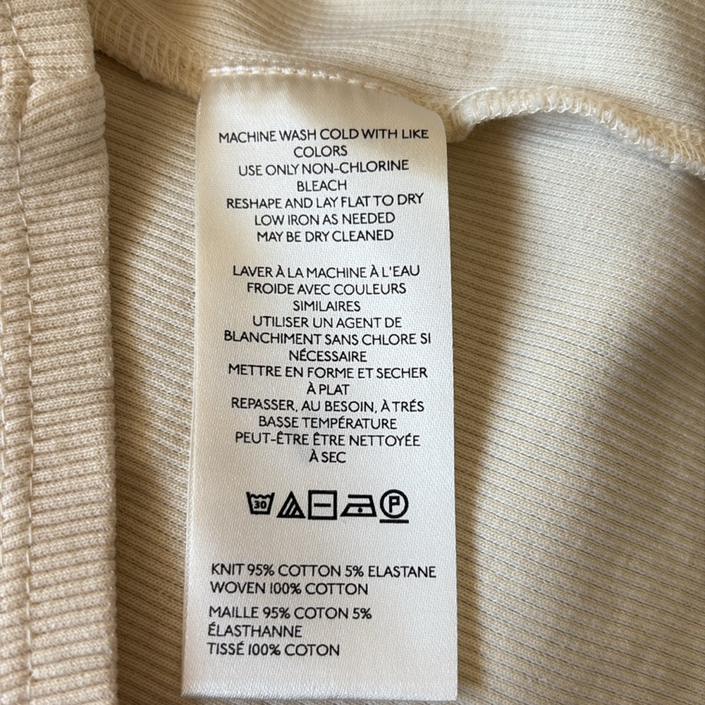 Anthropologie Oversized Ruffles Short Sleeve Ribbed Top Women’s Medium Cream - Picture 12 of 12